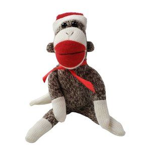 Galerie Christmas Sock Monkey Plush 9" Santa Hat Stuffed Animal